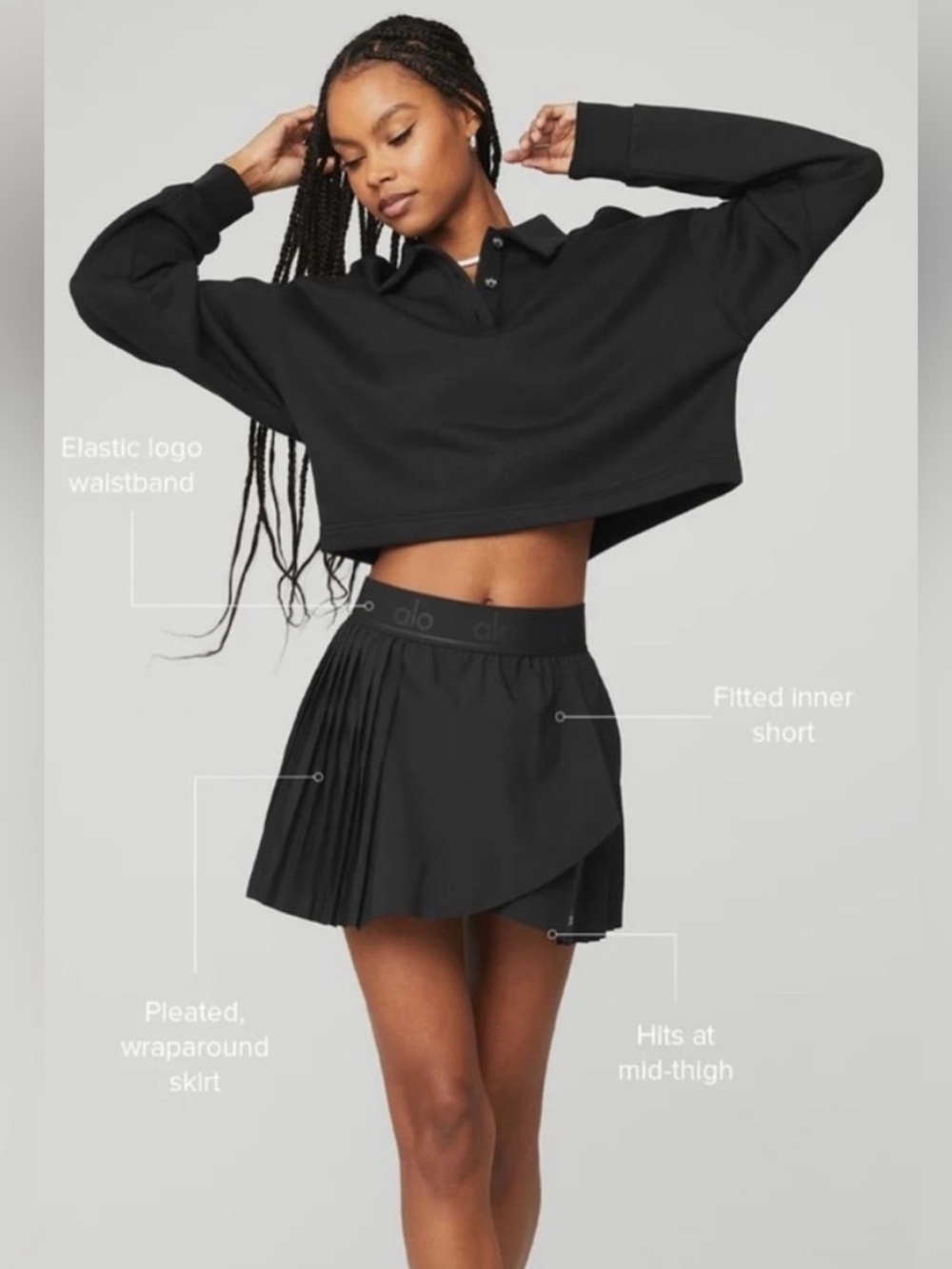 Alo Aces Tennis Skirt in Black- Small